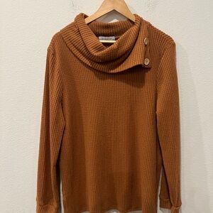 Plus Size Cozy Brown Cowl Neck Sweater by CY Fashion